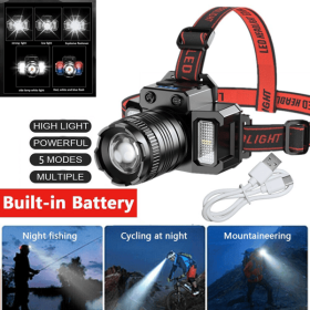 5-Modes LED Headlamp Motion Sensor Headlamp USB Rechargeable Canping Hiking Headlight