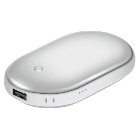 Portable Hand Warmer 5000mAh Power Bank Rechargeable (Color: Silver)